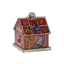 Christmas candy tin can wholesale mini house shaped tin lovely design house craft